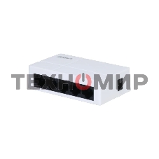 Коммутатор гигабитный 5-портовый неуправляемый Dahua DH-PFS3005-5GT-L, 5xRJ45 1Gb, коммутация 10 Гбит/с, MAC-таблица 2K, пластик