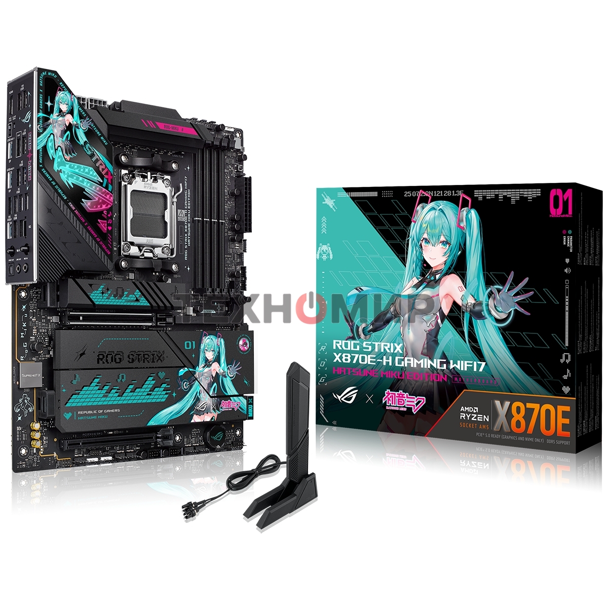 Материнская плата ASUS ROG STRIX X870E-H GAMING MIKU AM5 ATX 4xDDR5 2xPCIEx16 4xM.2 3xUSB-C HDMI 5GLAN Wi-Fi 7 