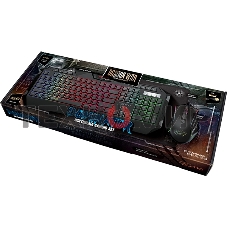 Игровой комплект Qumo Dominator K66/M83, кл-ра проводная, 104+8 клавиш, подсветка радужная, мышь проводная, оптическая, 4 цвета, 1200/1600/2400/3200 dpi