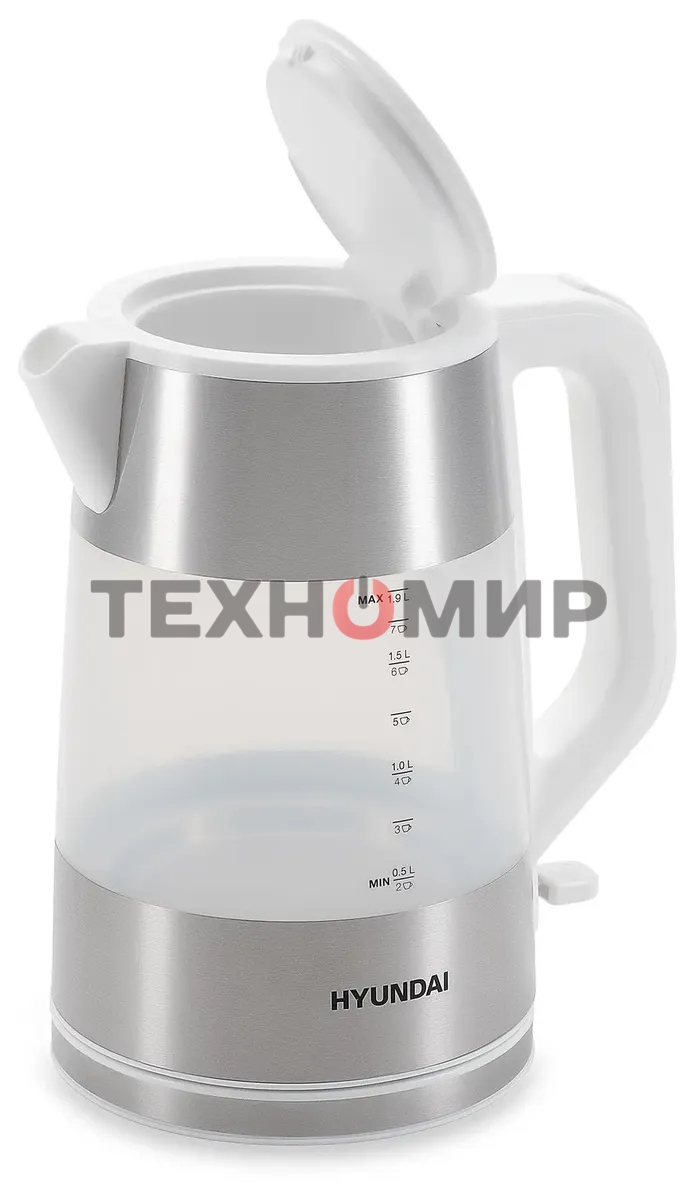 Чайник электрический Hyundai HYK-P4025 1.9 л, 2200 Вт, белый (корпус: пластик)