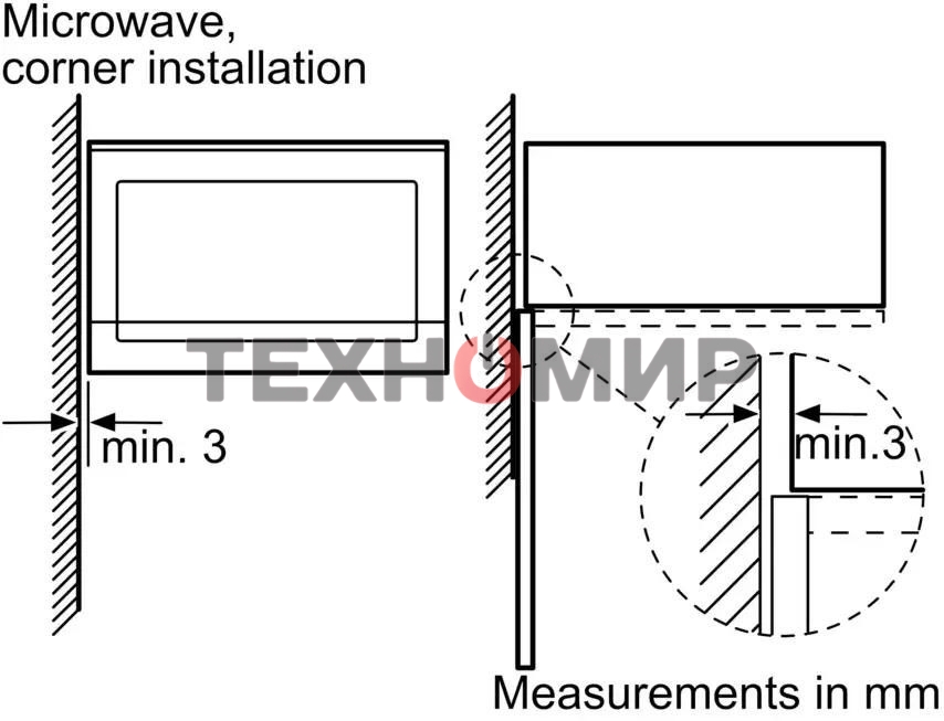 Встраиваемая микроволновая печь Bosch BFL524MB2 черный 20л. 800Вт