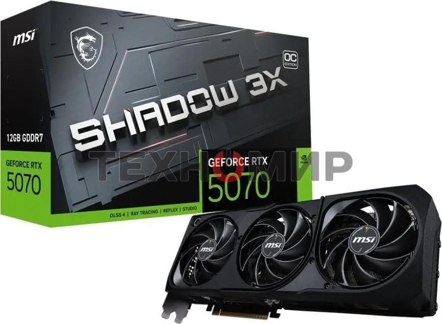 Видеокарта MSI PCI-E RTX 5070 12G SHADOW 3X OC NVIDIA GeForce RTX 5070 12Gb 192bit GDDR7 2542/28000 HDMIx1 DPx3 HDCP Ret
