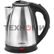 Чайник электрический Centek CT-0035 матовый, металл, 1,5 л, 2000 W, хромированная вставка на крышке