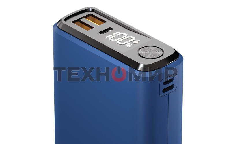 Портативный аккумулятор OLMIO QS-30, 30000mAh, 22.5W, QuickCharge3.0/PowerDelivery, LCD, темно-синий