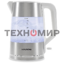 Чайник электрический Hyundai HYK-P4025 1.9 л, 2200 Вт, белый (корпус: пластик)