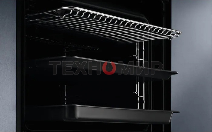 Духовой шкаф электрический Electrolux с конвекцией, приготовление на пару, объем 72 л, 10 режимов, автопрограммы, очистка пиролитическая, 3 стекла в дверце, направляющие проволочные + телескопические (1 уровень)