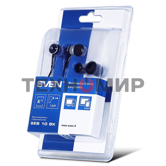 Наушники проводные внутриканальные SVEN E-10 BK (черный)