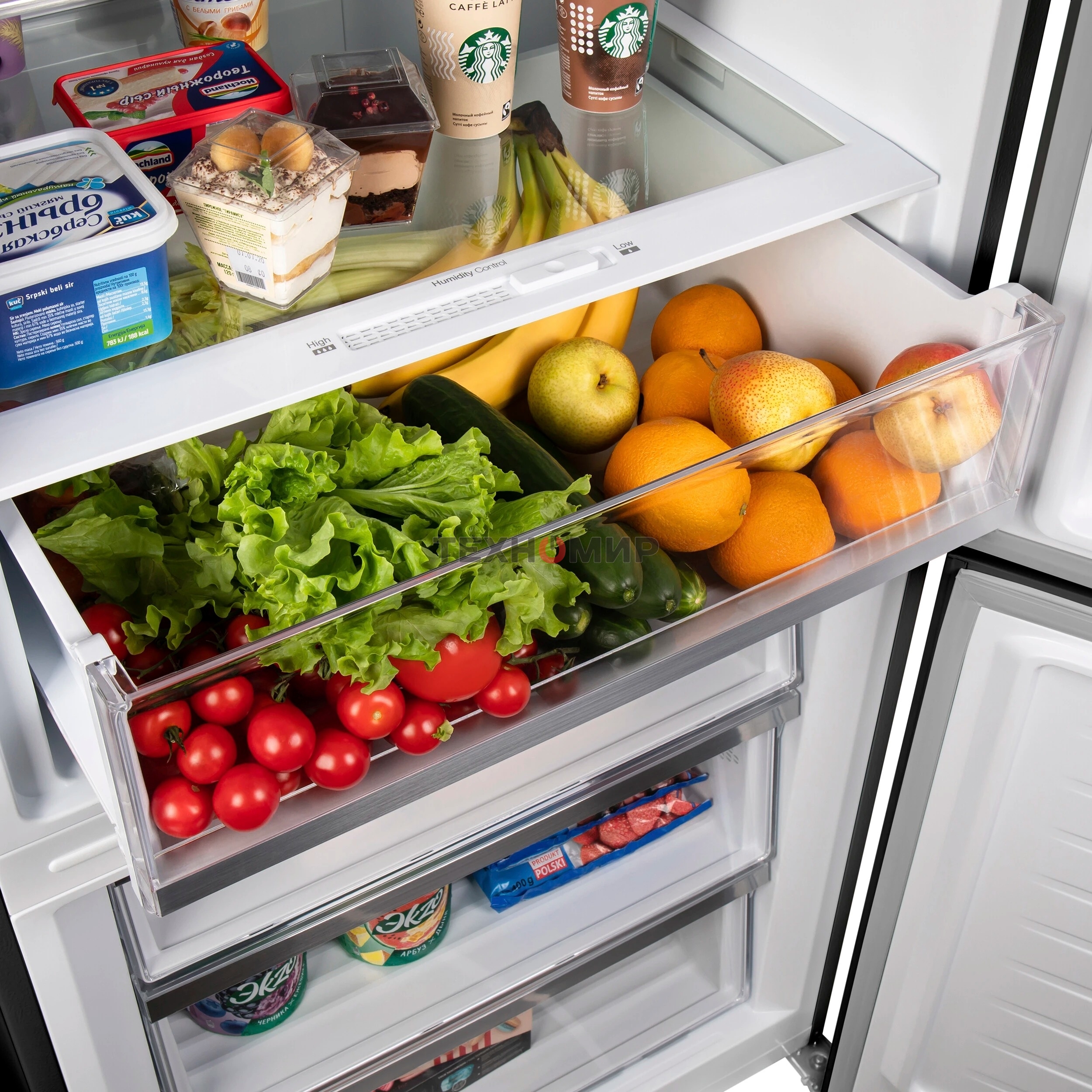 Холодильник Maunfeld MFF1857NFSB черный мат. инвертер двухкамерный 336/117л морозилка снизу