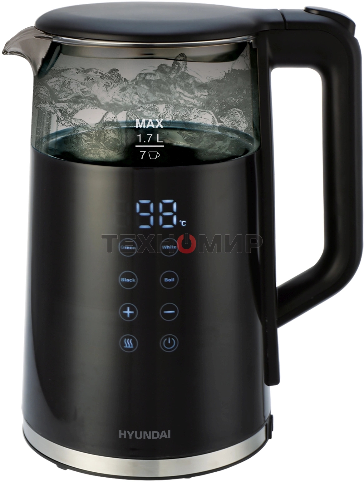 Чайник электрический Hyundai HYK-G5403 1.7л. 2200Вт черный корпус: стекло