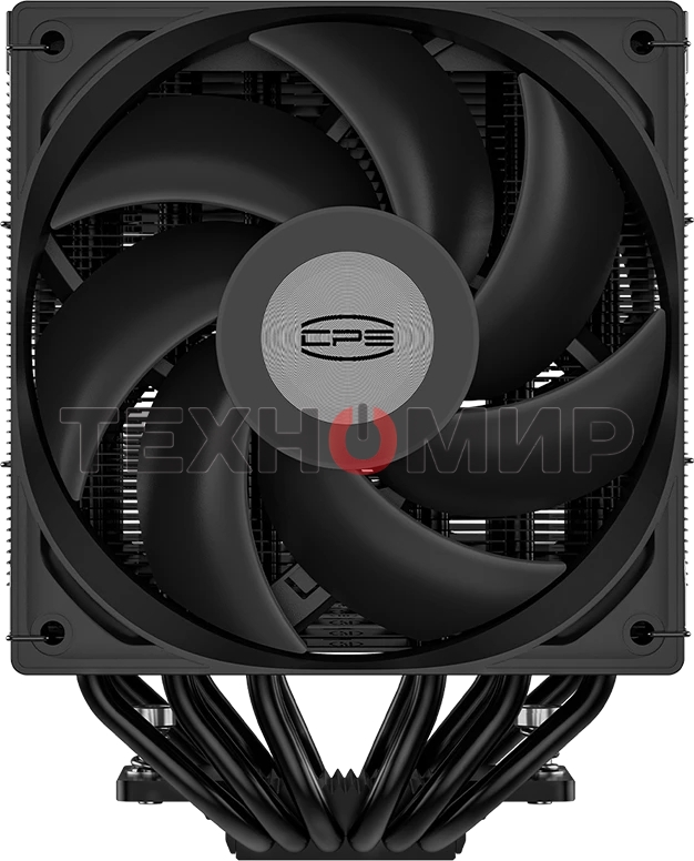 Кулер для процессора PCCooler RT620 Digital BK (250W, 4-pin PWM, LED temp., 157mm, 6x6mm, 2x120мм, 73.32CFM, 34.9dBA, 2200RPM, S: 1851/1700/1200/115X, AM5/AM4, черный)