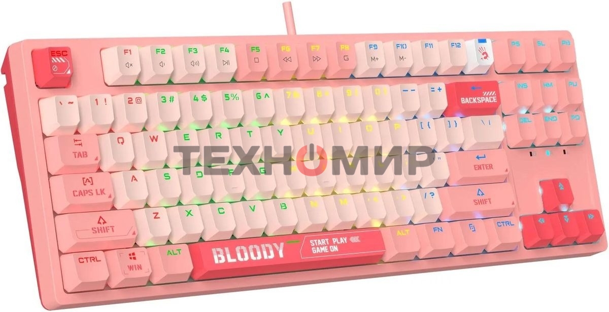Клавиатура проводная A4Tech Bloody S87 Energy (S87 USB ENERGY PINK) USB розовый