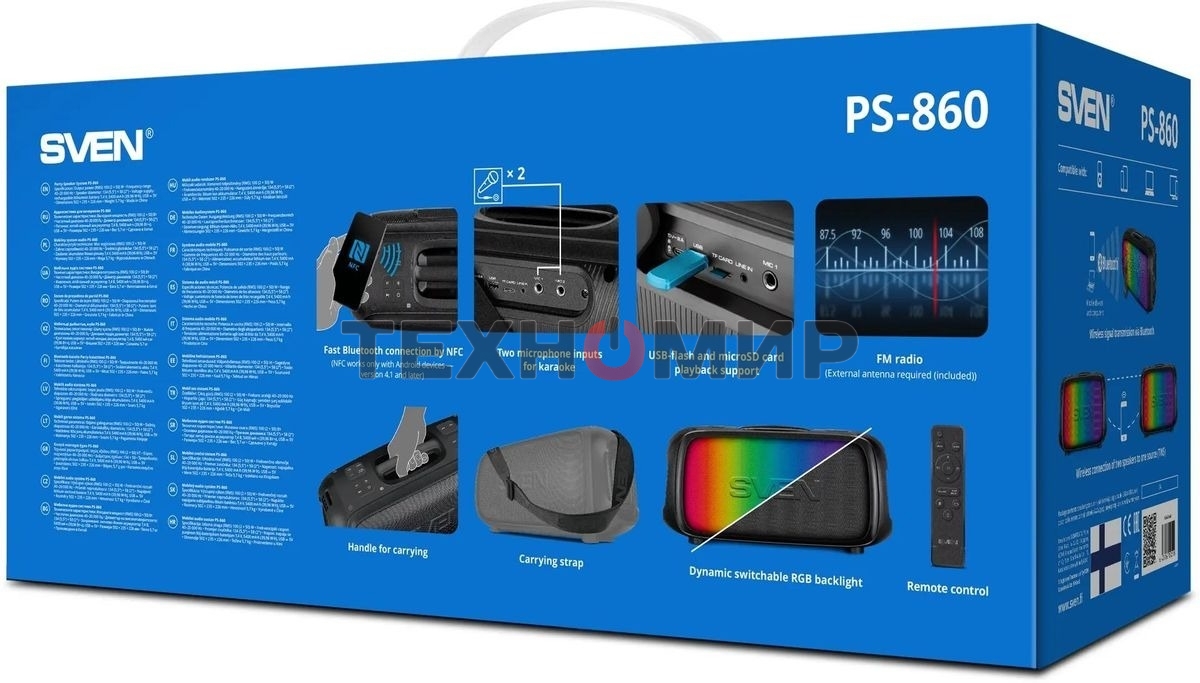 Портативная колонка Sven PS-860 черный 100W 1.0 BT/3.5Jack 5400mAh (SV-022518)