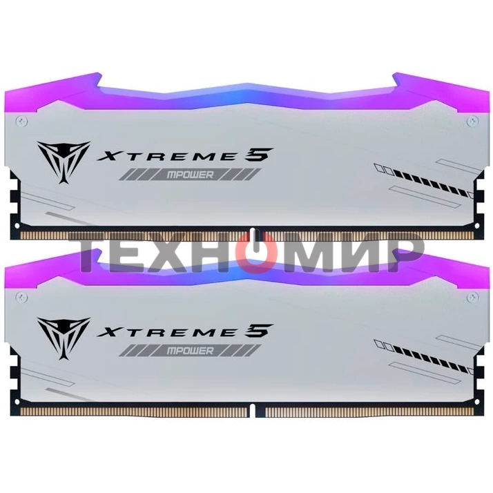 Оперативная память Patriot Viper Xtreme 5, DDR5, 48Gb (2x24GB), 6400MHz, CL32, DIMM, с радиаторами, RGB, серебристый