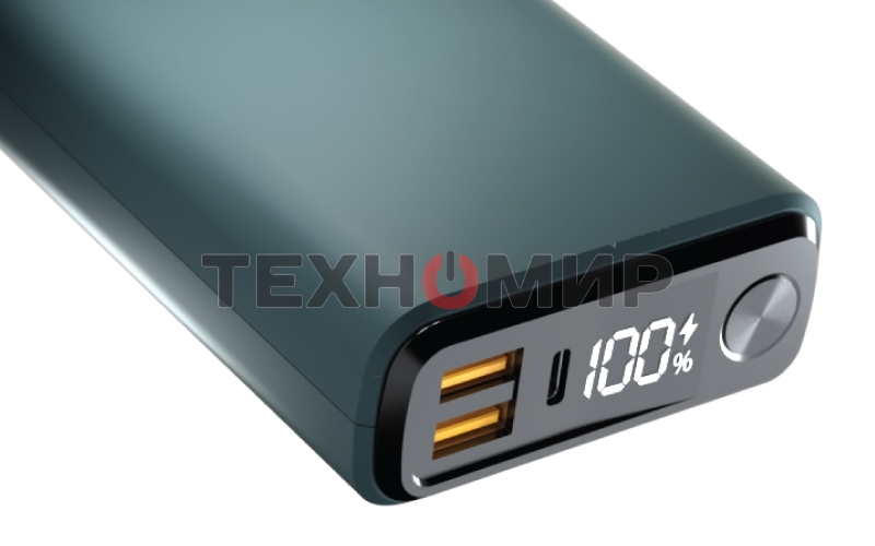 Портативный аккумулятор OLMIO QS-30, 30000mAh, 22.5W, QuickCharge3.0/PowerDelivery, LCD, темно-зеленый