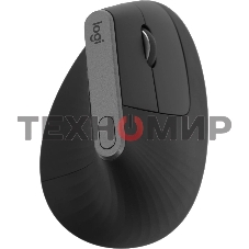 Мышь беспроводная/проводная Logitech MX Vertical графитовый, 4000 dpi, радиоканал, Bluetooth, USB, кнопки - 6