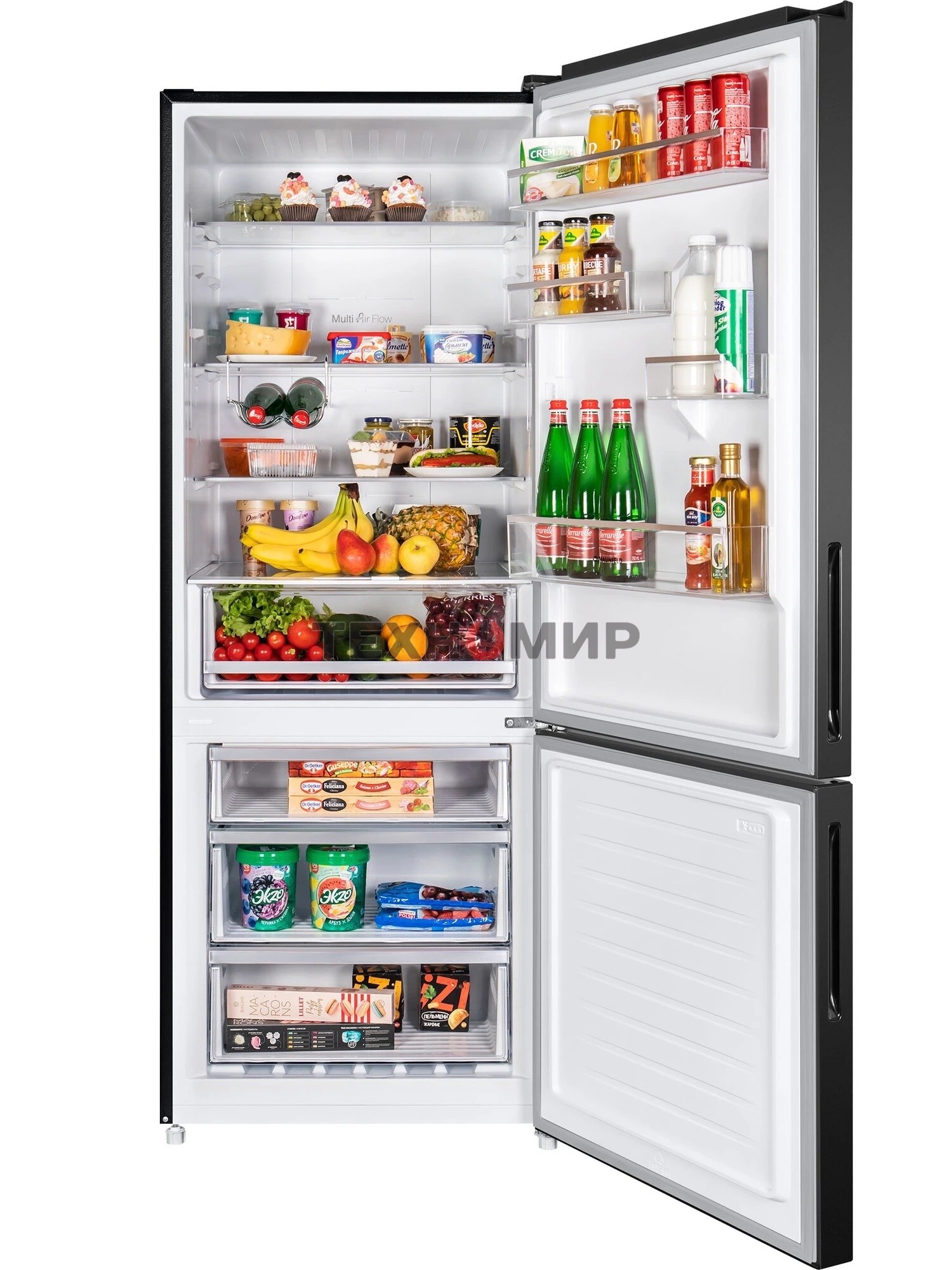 Холодильник Maunfeld MFF1857NFSB черный мат. инвертер двухкамерный 336/117л морозилка снизу