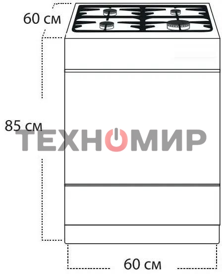 Плита комбинированная Gefest 6502-04 0054 коричневый, конфорок 4 газовых, духовка 55 л, 60 см x 85 см x 60 см