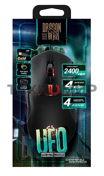 Мышь проводная Qumo UFO M77 черный, 2400 dpi, USB, кнопки - 6