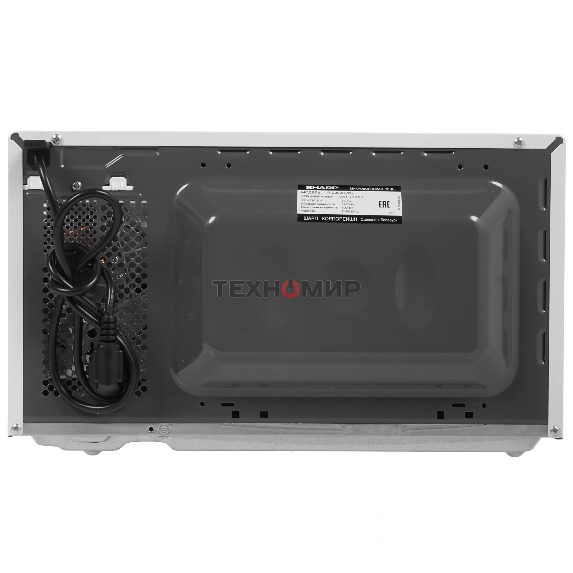 Микроволновая печь Sharp R-2000RW белый, 20 л, 800 Вт, переключатели - поворотный механизм