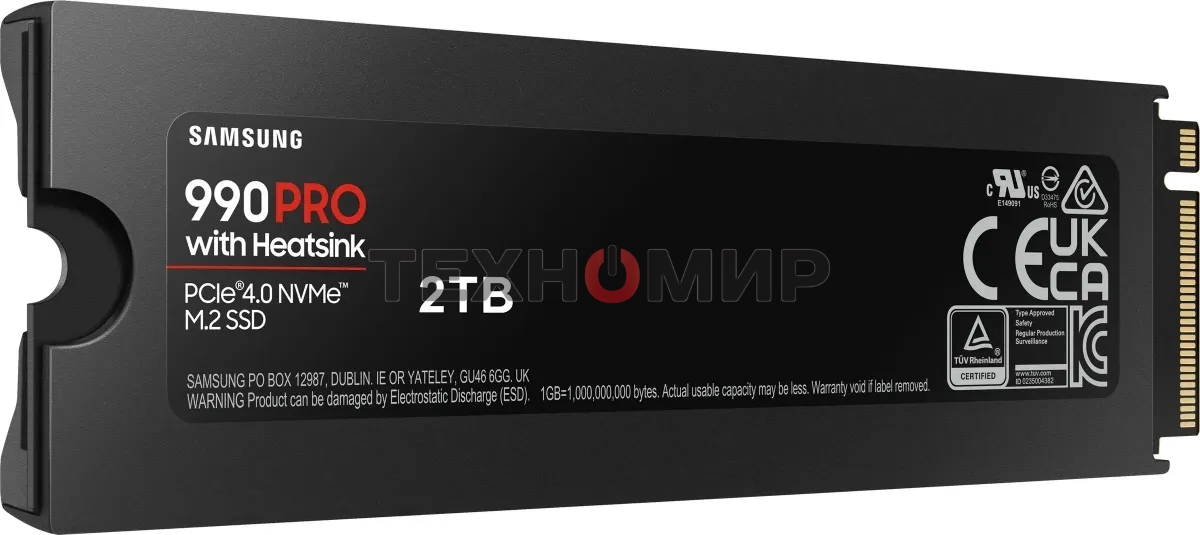 Накопитель SSD Samsung 990 PRO, 2000Gb, PCIe 4.0 x4, M.2 2280, NVMe, R/W 7450/6900, с радиатором
