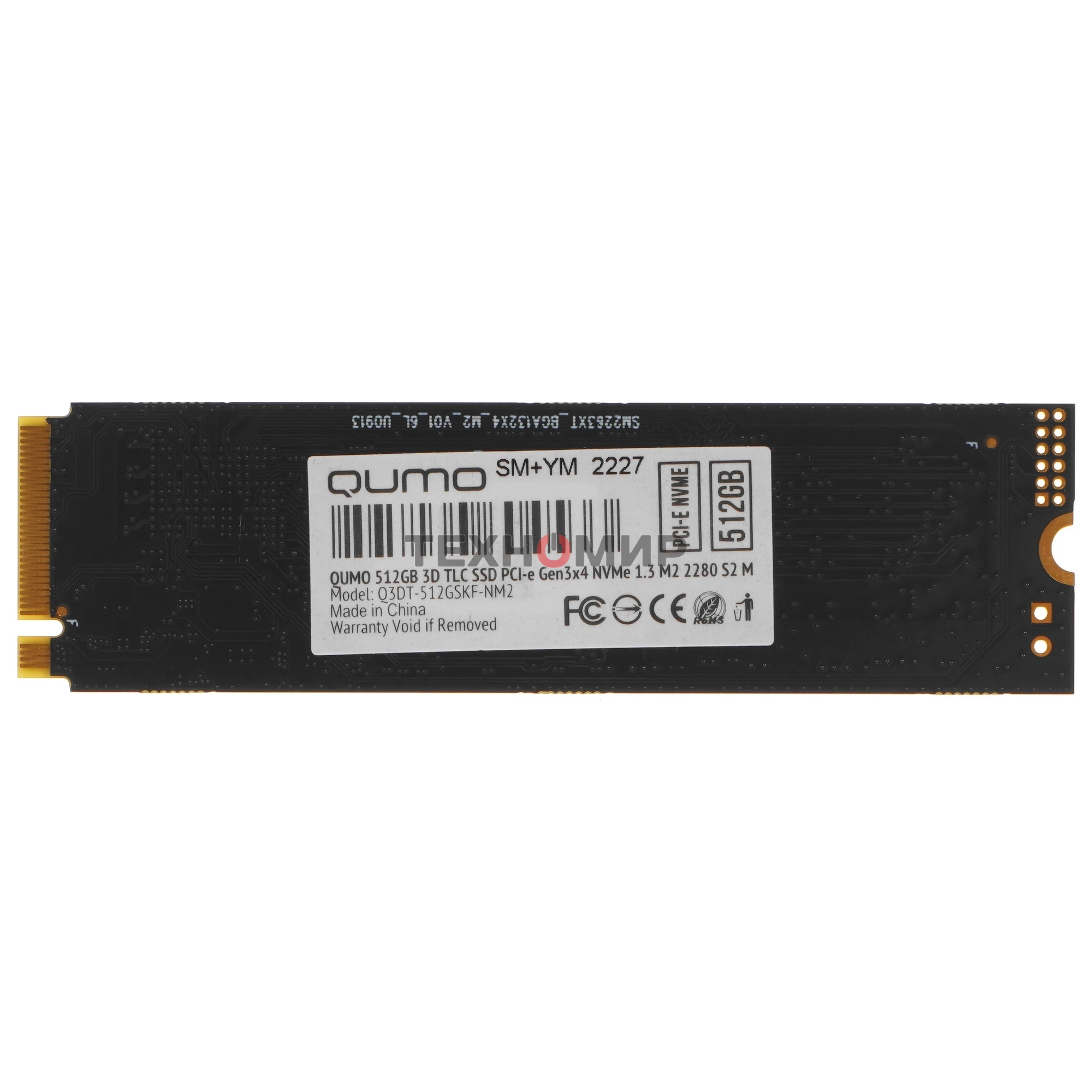Накопитель SSD QUMO Novation, 512Gb, PCIe 3.0 x4, M.2 2280, NVMe, R/W 2500/1900