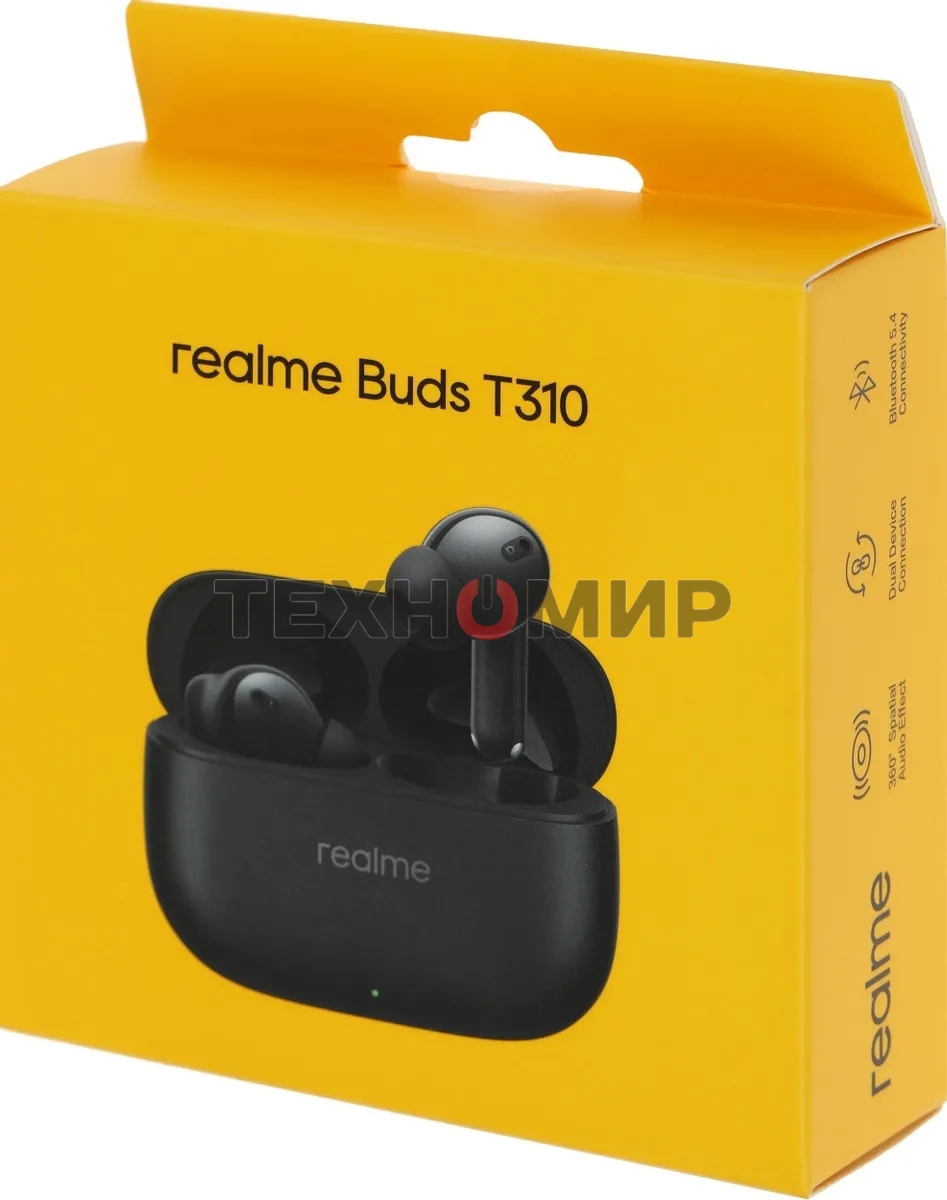 Гарнитура внутриканальные Realme Buds T310 черный беспроводные bluetooth в ушной раковине