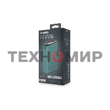 Портативный аккумулятор OLMIO QS-30, 30000mAh, 22.5W, QuickCharge3.0/PowerDelivery, LCD, темно-зеленый
