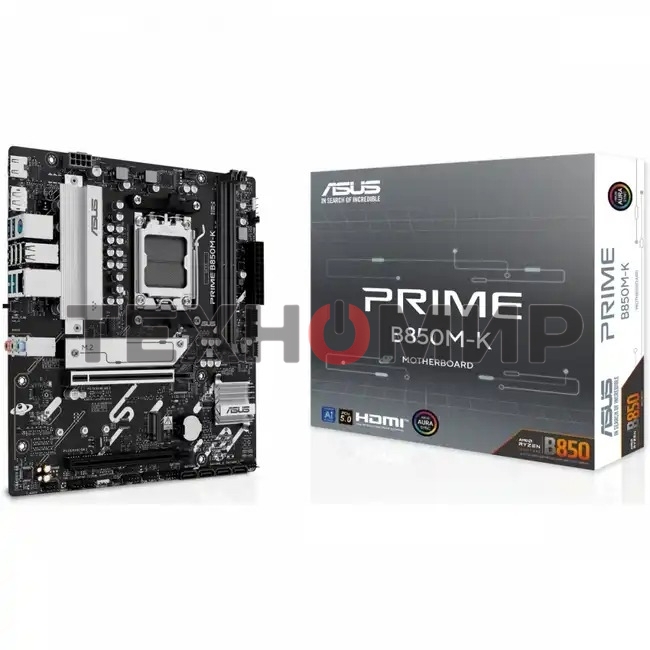 Материнская плата ASUS PRIME B850M-K, AM5, AMD B850, 2xDDR5, 4xSATA, 2xM.2, 1xPCIe 5.0 x16, 1xPCIe 4.0 x8, 1xDP, 1xHDMI, 1x2.5Gb LAN, 2xUSB-A 10Gbps, 2xUSB-A 5Gbps, 4xUSB-A 2.0, 1xPS/2, 3x3.5 мм, 7.1, mATX