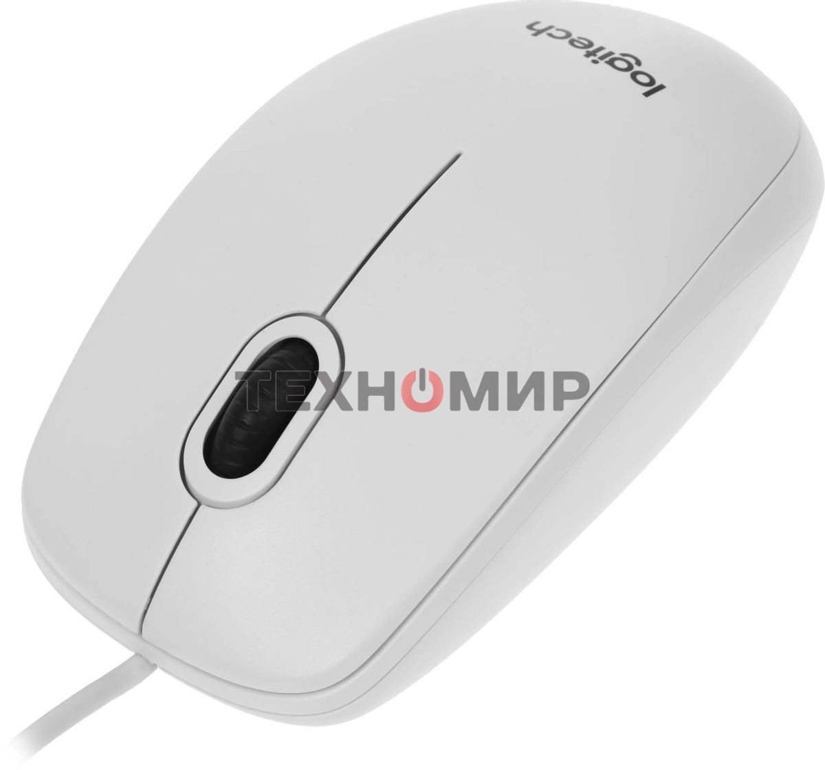Мышь проводная Logitech B100 белый, 1000 dpi, USB, кнопки - 3