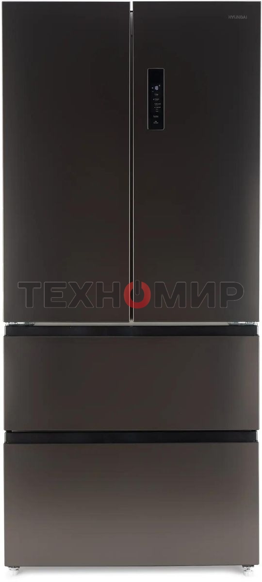 Холодильник Hyundai CM55043F черная сталь трехкамерный 354/186л морозилка снизу, No Frost, Side by Side
