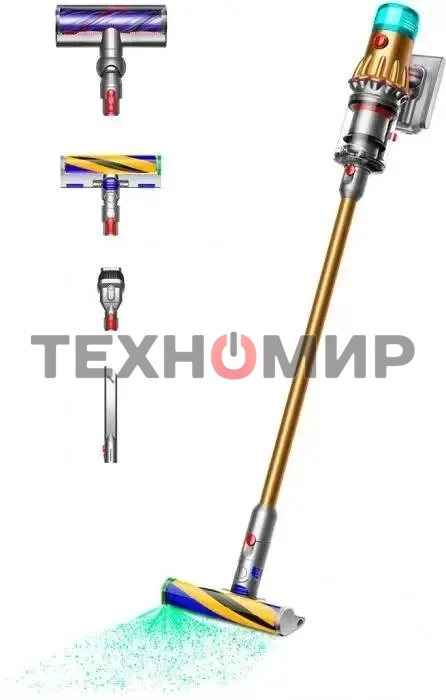 Пылесос вертикальный Dyson SV46 V12 Detect Slim Absolute золотистый/серебристый, питание от аккумулятора, 150 Вт, уборка сухая, пылесборник 0.35 л, работа от АКБ max 60 мин
