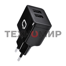 Сетевое зарядное устройство Qumo Energy (Charger 0062), 2 USB, 3.1A, Micro USB cable, черный