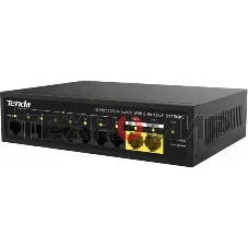 Коммутатор неуправляемый Tenda S110GPC PoE, 10 портов, 8x100 Мбит/с, 2х1 Гбит/с, PoE 8х30 Вт (до 80 Вт), настольный