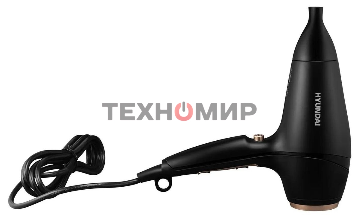 Фен Hyundai H-HD0767 черный, 2000 Вт, ионизация