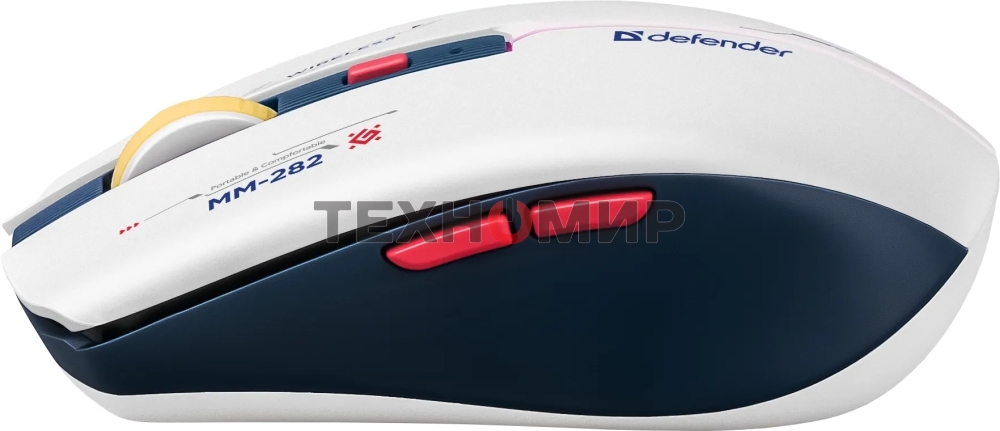 Мышь беспроводная Defender Dila MM-282 белый/синий, 1800 dpi, радиоканал, USB, кнопки - 6