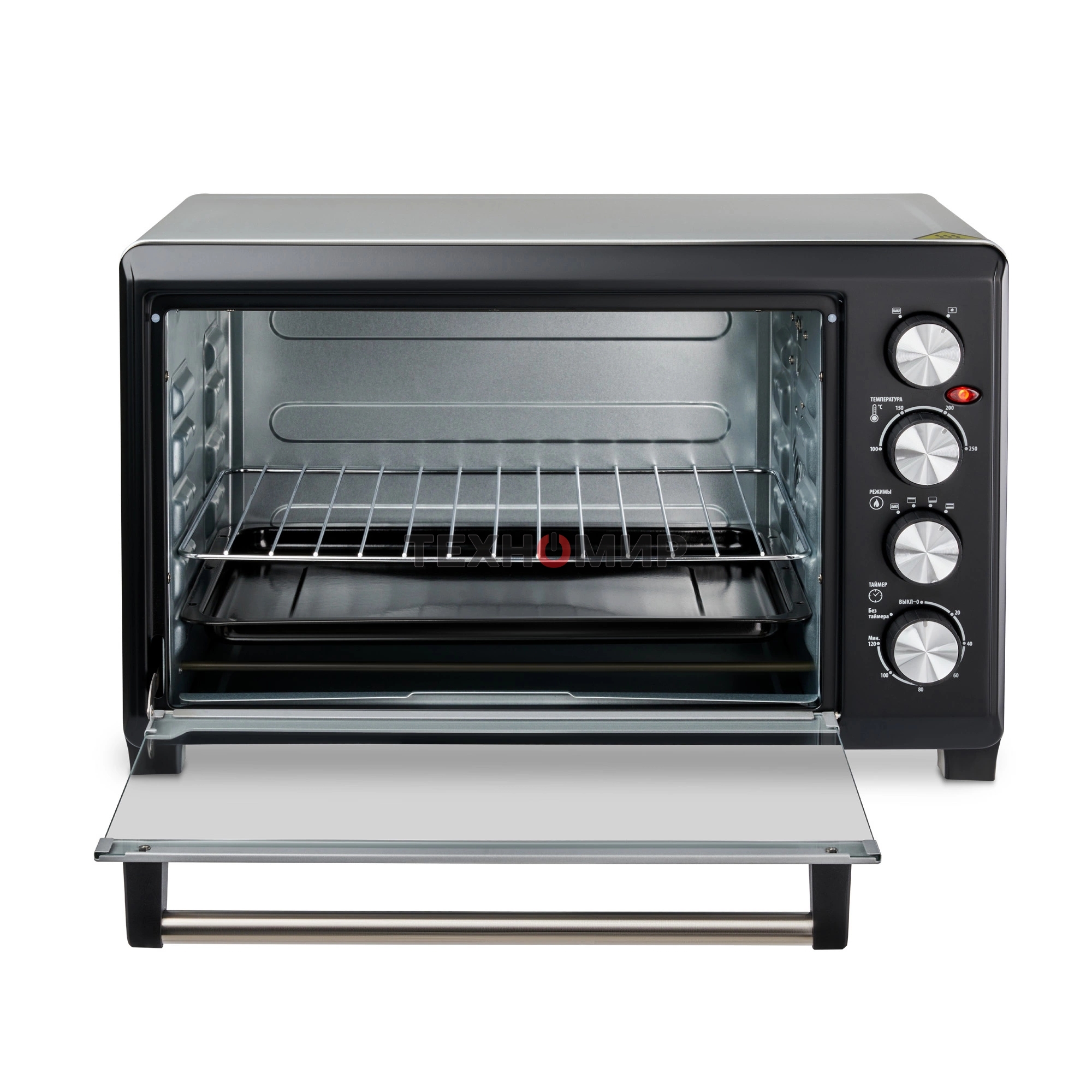 Мини-печь Hyundai MIO-HY075 38л. 2000Вт серебристый/черныйy