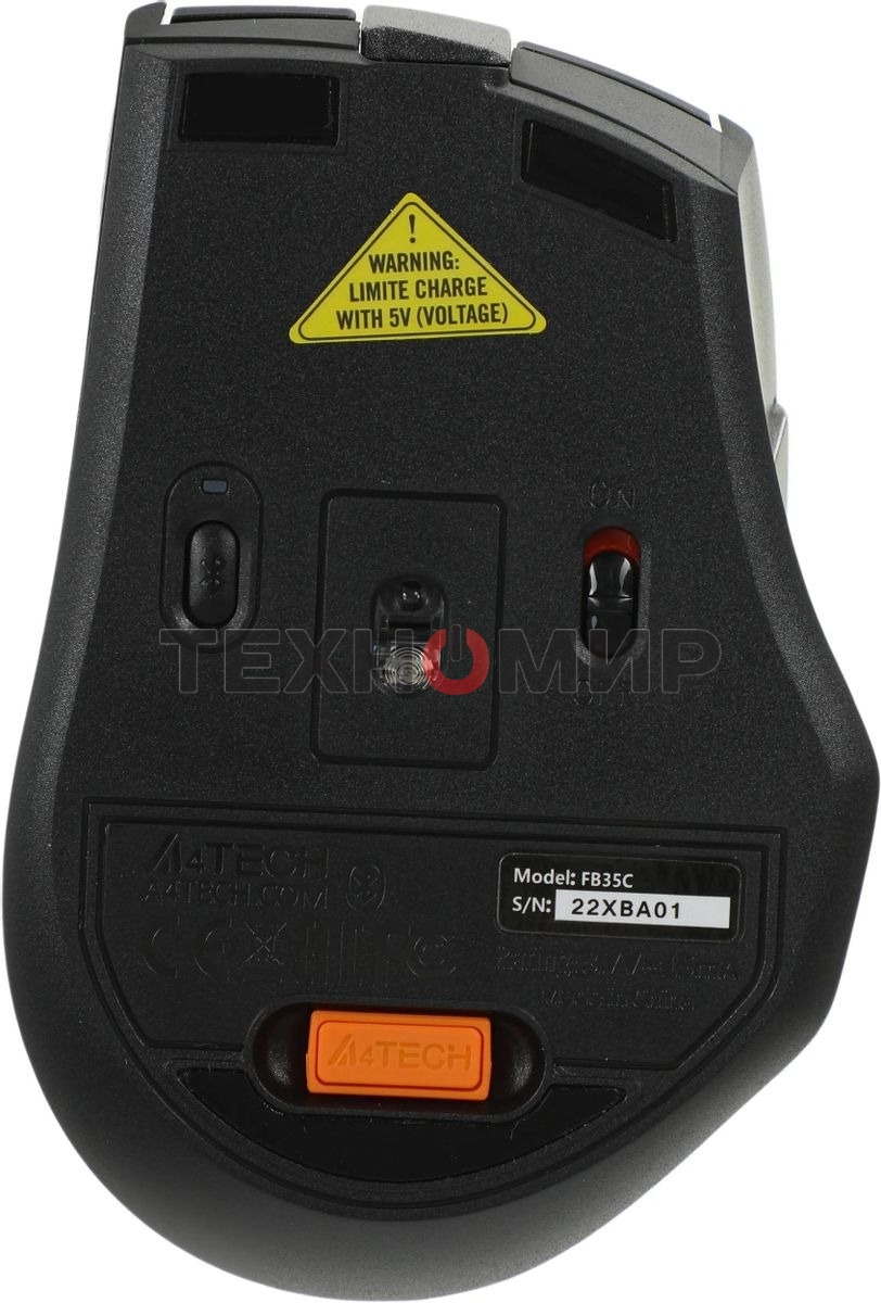 Мышь беспроводная A4Tech Fstyler FB35C серый/черный, 2000 dpi, радиоканал, Bluetooth, USB, кнопки - 6