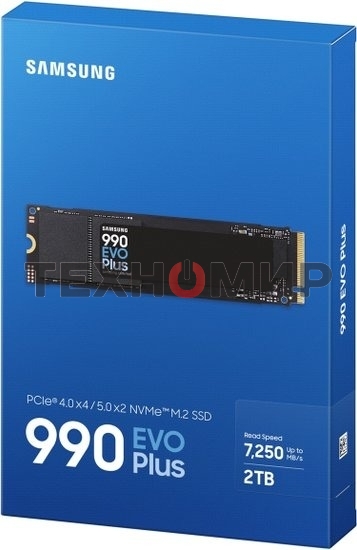 Накопитель SSD Samsung 990 EVO Plus, 2Tb, M.2 2280, PCIe 4.0 x4, NVMe, R/W 7250/6300