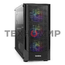 Компьютерный корпус Miditower ExeGate EVO-8227-EVO800 (ATX, БП EVO800RGb с вент. 12 см, 2*USB+1*USB 3.0+HD Audio, черный, 3 вент. RGb, закаленное стекло)