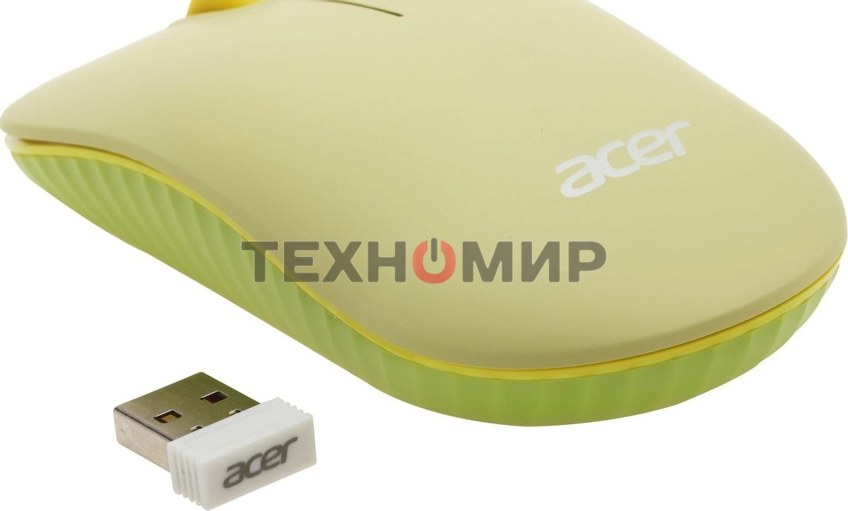 Комплект клавиатура + мышь Acer OCC205 беспроводной USB, 1200 dpi, зеленый/желтый