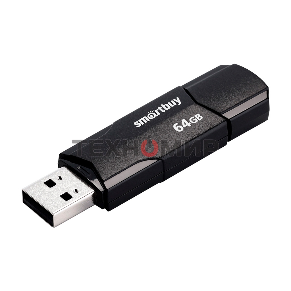 Флешка USB Smartbuy CLUE black (SB64GBCLU-K), 64Gb, USB 2.0, R/W 30/15, черный