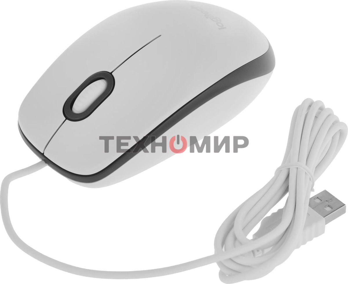 Мышь проводная Logitech M100 белый, 1000 dpi, USB, кнопки - 3