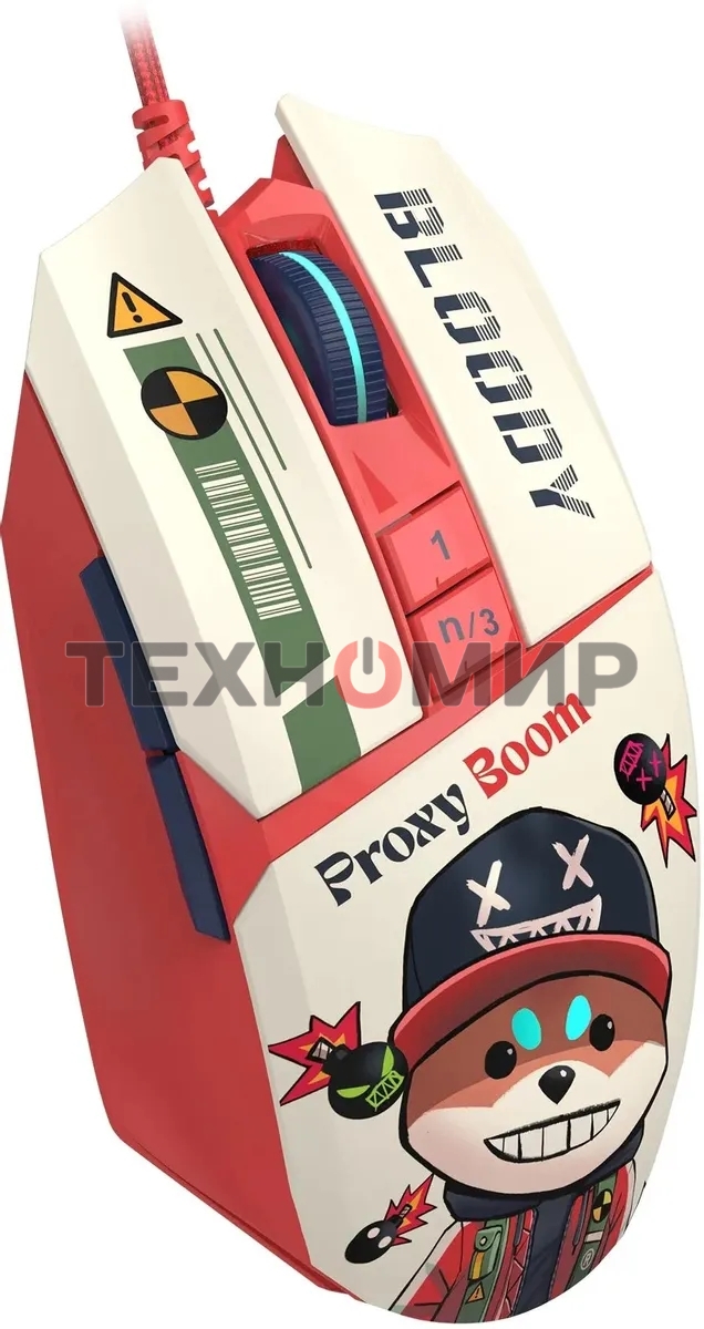 Мышь проводная A4Tech Bloody W63 Max Proxy Boom бежевый/красный, 12000 dpi, USB, кнопки - 9