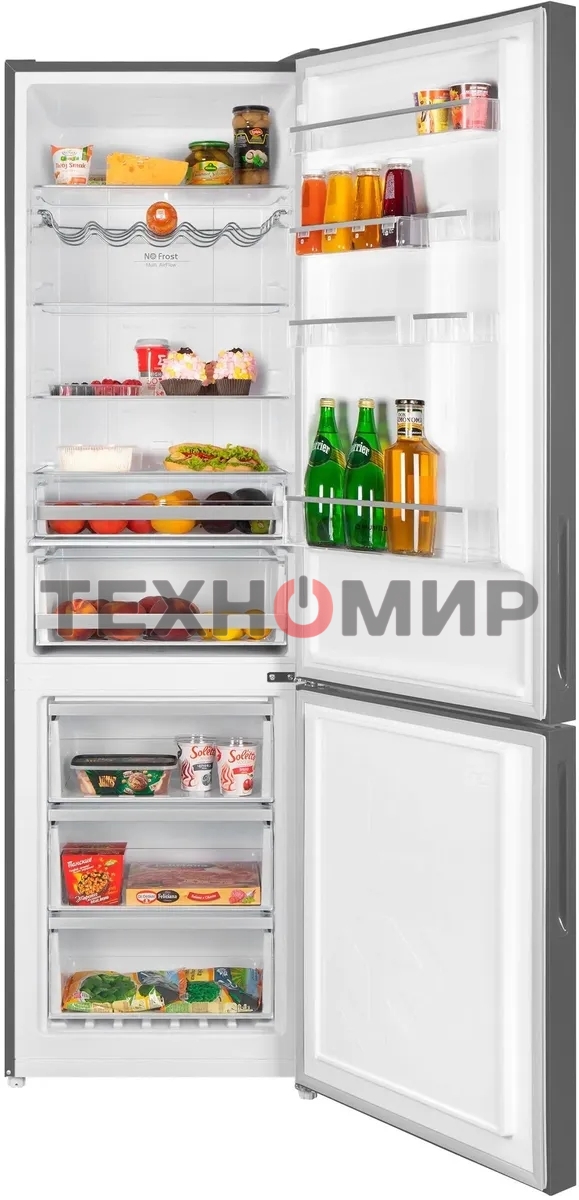 Холодильник Maunfeld MFF200NFSE нержавеющая сталь двухкамерный 271/106л морозилка снизу