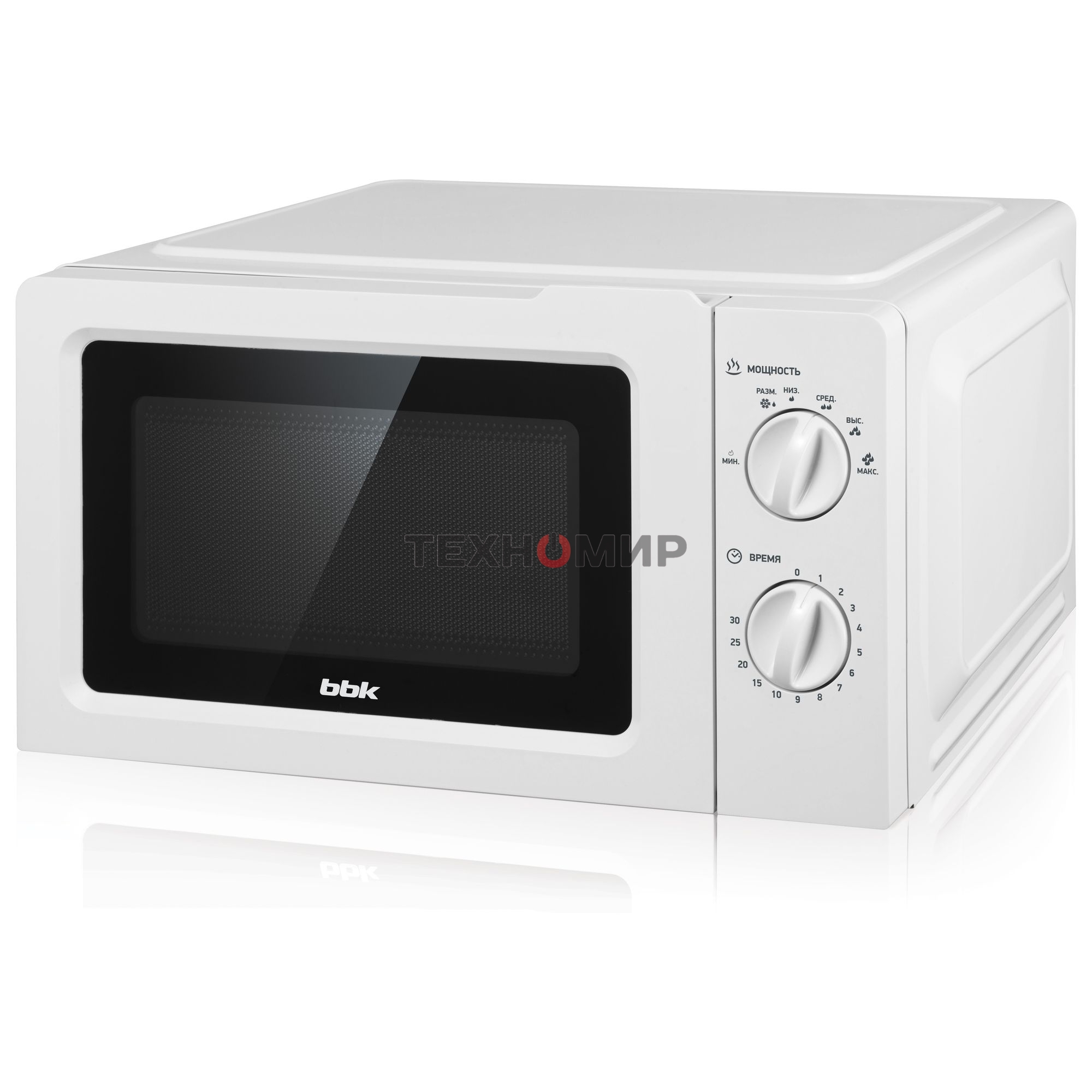 Микроволновая печь BBK 17MWS-781M/W белый, 17 л, 700 Вт, переключатели - поворотный механизм