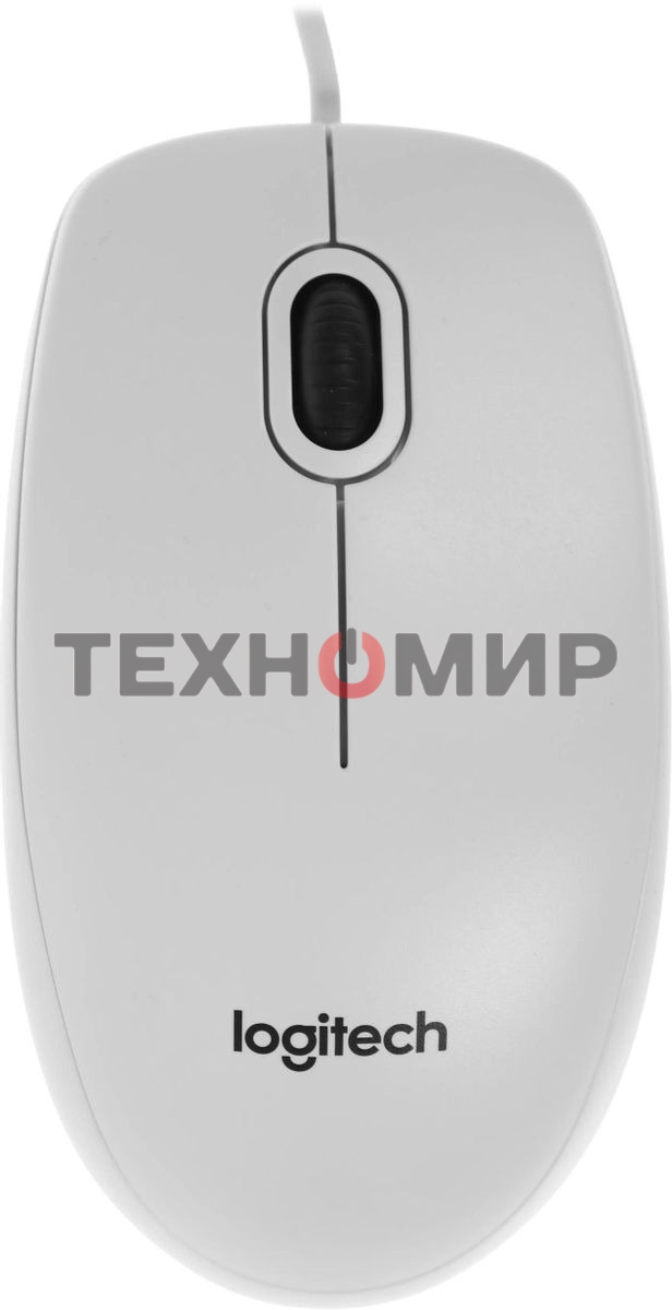 Мышь проводная Logitech B100 белый, 1000 dpi, USB, кнопки - 3