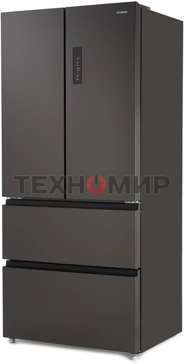 Холодильник Hyundai CM55043F черная сталь трехкамерный 354/186л морозилка снизу, No Frost, Side by Side