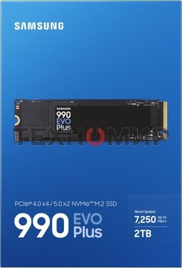 Накопитель SSD Samsung 990 EVO Plus, 2Tb, M.2 2280, PCIe 4.0 x4, NVMe, R/W 7250/6300