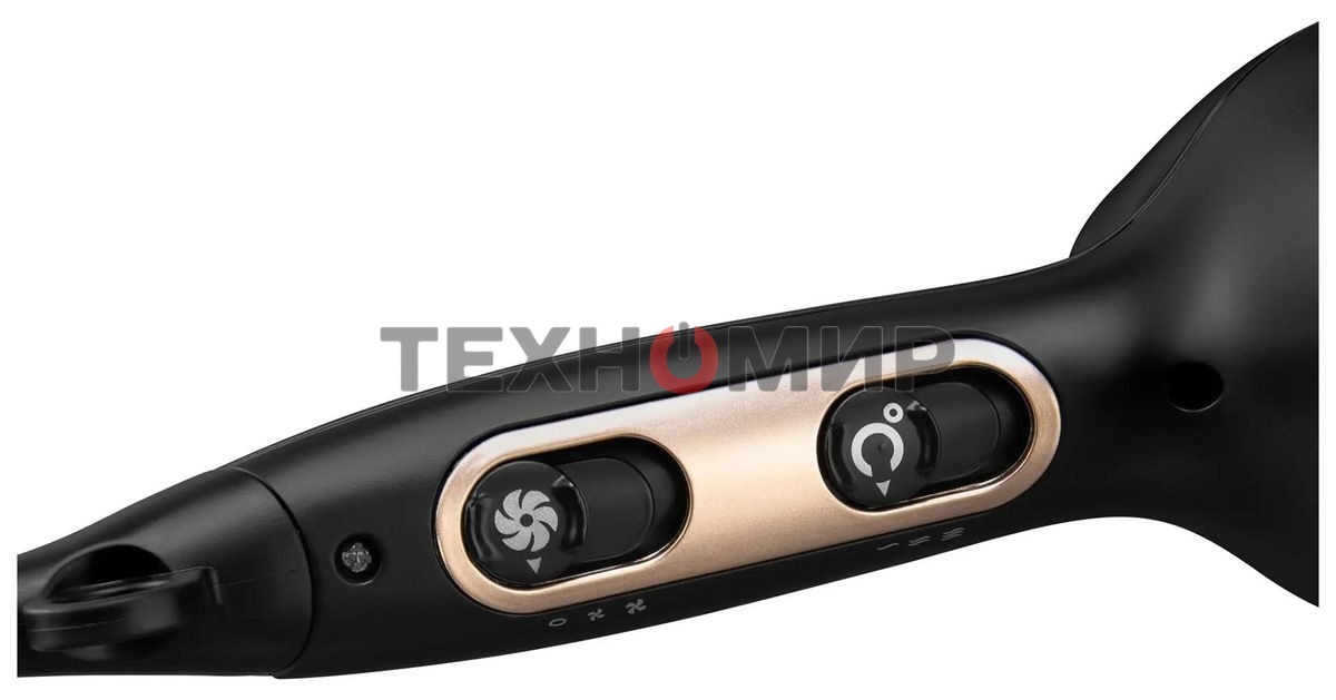 Фен Hyundai H-HD0767 черный, 2000 Вт, ионизация