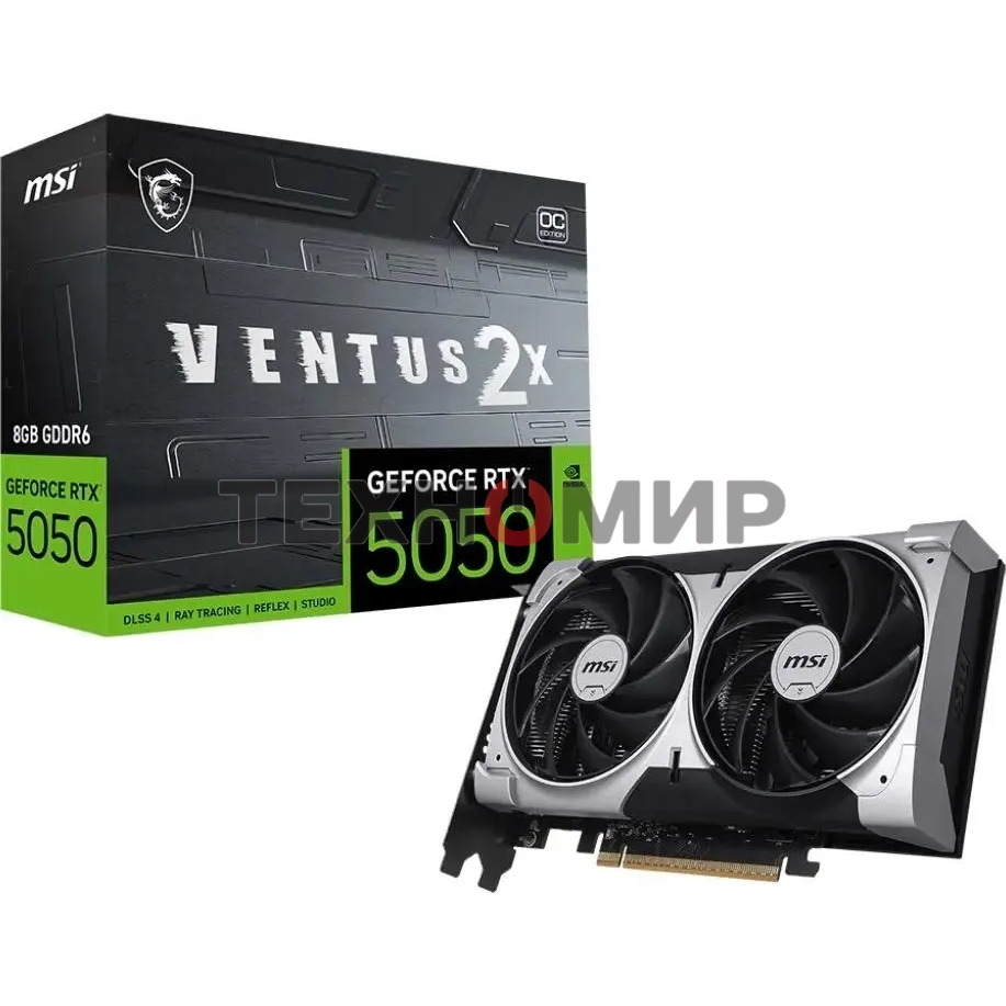 Видеокарта MSI GeForce RTX 5050 8G VENTUS 2X OC, NVIDIA RTX 5050, 8 ГБ GDDR6, 128 бит, PCI-e 5.0, 1xHDMI, 3xDP, 2617 МГц